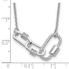 Load image into Gallery viewer, Sterling Silver Rhodium-plated Fancy Link CZ 16&quot; with 1&quot; ext Necklace
