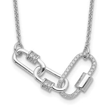 Load image into Gallery viewer, Sterling Silver Rhodium-plated Fancy Link CZ 16&quot; with 1&quot; ext Necklace
