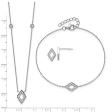 Load image into Gallery viewer, Sterling Silver Rhodium-plated CZ 7&quot; Bracelet/18&quot; Necklace/Post Earrings Set
