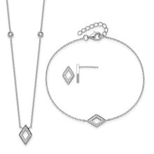 Load image into Gallery viewer, Sterling Silver Rhodium-plated CZ 7&quot; Bracelet/18&quot; Necklace/Post Earrings Set
