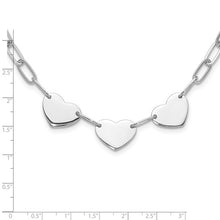 Load image into Gallery viewer, Sterling Silver Rhodium-plated Triple Heart Paperclip Link 17.5&quot; Necklace
