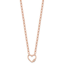 Load image into Gallery viewer, Sterling Silver Rose-tone CZ Heart Paper Clip with 2&quot; ext. 15.5&quot; Necklace
