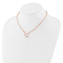 Load image into Gallery viewer, Sterling Silver Rose-tone CZ Heart Paper Clip with 2&quot; ext. 15.5&quot; Necklace
