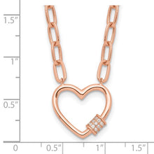 Load image into Gallery viewer, Sterling Silver Rose-tone CZ Heart Paper Clip with 2&quot; ext. 15.5&quot; Necklace
