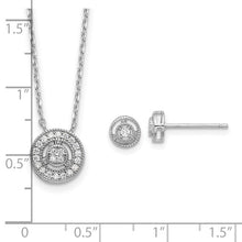 Load image into Gallery viewer, Sterling Silver Rhodium-plated CZ Circle 18&quot; with 2&quot; ext Necklace/Post Earring Set
