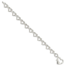 Load image into Gallery viewer, Sterling Silver 7.5&quot; Polished Fancy Heart Link Bracelet
