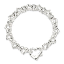 Load image into Gallery viewer, Sterling Silver 7.5&quot; Polished Fancy Heart Link Bracelet
