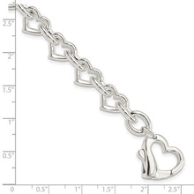 Load image into Gallery viewer, Sterling Silver 7.5&quot; Polished Fancy Heart Link Bracelet
