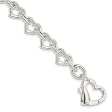 Load image into Gallery viewer, Sterling Silver 7.5&quot; Polished Fancy Heart Link Bracelet
