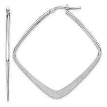 Load image into Gallery viewer, Sterling Silver Rhodium-plated Etched Square Hoop Earrings
