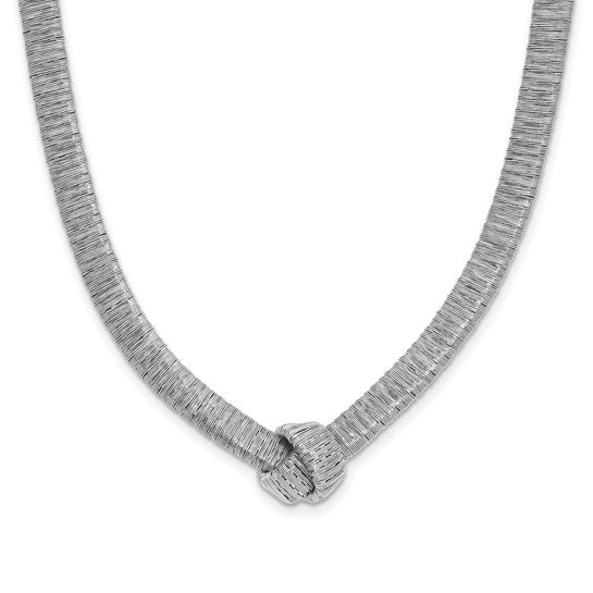 Sterling Silver Rhodium-plated Texture Wrapped Knot with 2in ext. Necklace