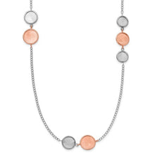 Load image into Gallery viewer, Sterling Silver Rhodium Plated/Rose-tone Radiant Essence Polish/Scratch with 2&quot; ext. Necklace
