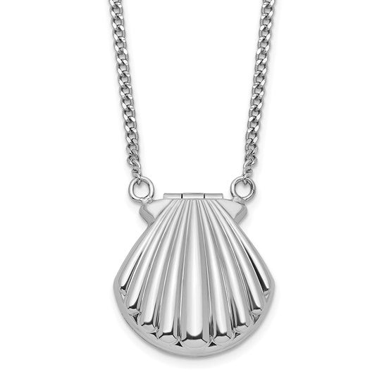 Sterling Silver Rhodium-plated Seashell 18