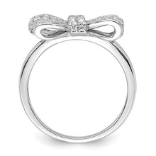 Load image into Gallery viewer, Sterling Silver Rhodium-plated 71 Stone Micro Pavé CZ Bow Ring, Size 6-8
