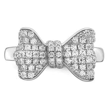 Load image into Gallery viewer, Sterling Silver Rhodium-plated 71 Stone Micro Pavé CZ Bow Ring, Size 6-8
