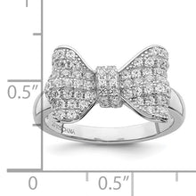 Load image into Gallery viewer, Sterling Silver Rhodium-plated 71 Stone Micro Pavé CZ Bow Ring, Size 6-8
