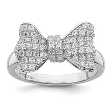 Load image into Gallery viewer, Sterling Silver Rhodium-plated 71 Stone Micro Pavé CZ Bow Ring, Size 6-8
