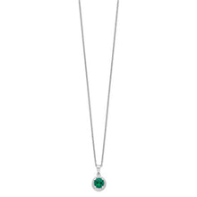 Load image into Gallery viewer, Sterling Silver Rhodium-plated 20 Stone 18&quot; White and Green Micro Pavé CZ Necklace with 2 Inch Extender
