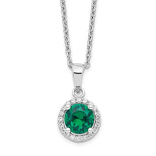 Load image into Gallery viewer, Sterling Silver Rhodium-plated 20 Stone 18&quot; White and Green Micro Pavé CZ Necklace with 2 Inch Extender
