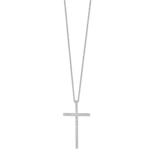 Load image into Gallery viewer, Sterling Silver Rhodium-plated 48 Stone 18&quot; Micro Pavé CZ Cross Necklace with 2&quot; Extender
