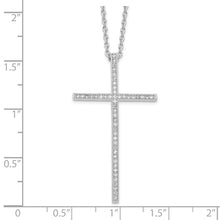 Load image into Gallery viewer, Sterling Silver Rhodium-plated 48 Stone 18&quot; Micro Pavé CZ Cross Necklace with 2&quot; Extender
