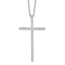 Load image into Gallery viewer, Sterling Silver Rhodium-plated 48 Stone 18&quot; Micro Pavé CZ Cross Necklace with 2&quot; Extender
