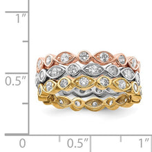 Load image into Gallery viewer, Sterling Silver Vermeil Trio CZ Rings, Sizes-6-8
