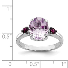 Load image into Gallery viewer, Sterling Silver Rhodium Pink Quartz and Rhodolite Garnet Ring, Sizes 6-8
