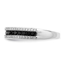 Load image into Gallery viewer, Sterling Silver Rhodium-plated 0.53cttw Natural Black and White Diamond Band, Sizes 6-8
