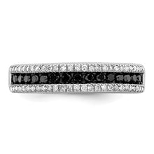 Load image into Gallery viewer, Sterling Silver Rhodium-plated 0.53cttw Natural Black and White Diamond Band, Sizes 6-8
