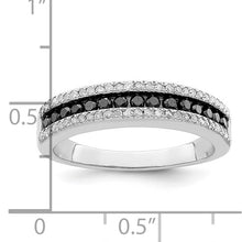 Load image into Gallery viewer, Sterling Silver Rhodium-plated 0.53cttw Natural Black and White Diamond Band, Sizes 6-8
