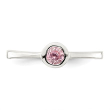 Load image into Gallery viewer, Sterling Silver Pink Round Bezel CZ Ring, Size 6
