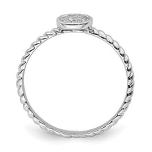 Load image into Gallery viewer, Sterling Silver Rhodium Plated White Diamond Stackable Ring, Sizes 6-8

