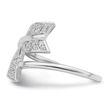 Load image into Gallery viewer, Sterling Silver Rhodium-plated Adjustable Polished CZ Arrow Ring
