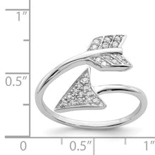 Load image into Gallery viewer, Sterling Silver Rhodium-plated Adjustable Polished CZ Arrow Ring
