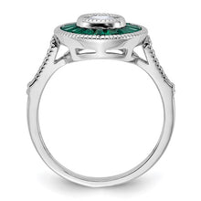 Load image into Gallery viewer, Sterling Silver Synthetic Green OR Blue Spinel &amp; CZ Ring, Sizes 6-8
