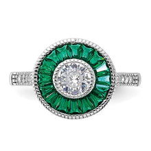 Load image into Gallery viewer, Sterling Silver Synthetic Green OR Blue Spinel &amp; CZ Ring, Sizes 6-8
