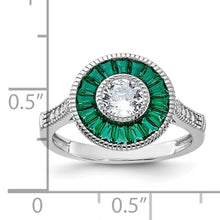 Load image into Gallery viewer, Sterling Silver Synthetic Green OR Blue Spinel &amp; CZ Ring, Sizes 6-8
