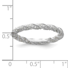 Load image into Gallery viewer, Sterling Silver Polished Rhodium-plated CZ Twisted Eternity Band, Size 7
