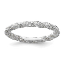 Load image into Gallery viewer, Sterling Silver Polished Rhodium-plated CZ Twisted Eternity Band, Size 7
