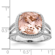 Load image into Gallery viewer, Sterling Silver Rhodium-plated Polished CZ and Peach Crystal Ring, Sizes 6-8
