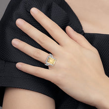 Load image into Gallery viewer, Sterling Silver Rhodium-plated Polished CZ and Yellow OR Blue Crystal Ring, Sizes 6-8
