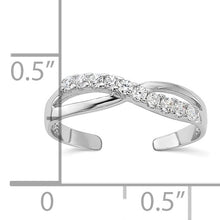 Load image into Gallery viewer, Sterling Silver Rhodium-plated CZ Toe Ring
