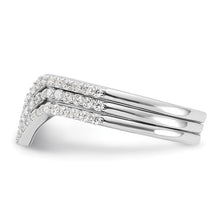 Load image into Gallery viewer, Sterling Silver Rhodium-plated CZ V-Shaped 3 Band Set, Sizes 6-8
