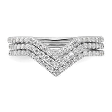 Load image into Gallery viewer, Sterling Silver Rhodium-plated CZ V-Shaped 3 Band Set, Sizes 6-8
