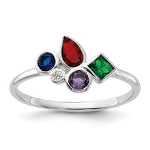 Load image into Gallery viewer, Sterling Silver E-coated Multi Color CZ Ring, Sizes 6-8
