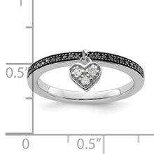 Load image into Gallery viewer, Sterling Silver Stackable Expressions Heart Black and White Natural Diamond Ring, Sizes 5-8
