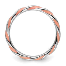 Load image into Gallery viewer, Sterling Silver Stackable Expressions Twisted Pink Enameled Ring, Size 6-8
