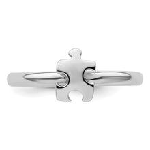 Load image into Gallery viewer, Sterling Silver Stackable Exp. Rhodium-plated Awareness Puzzle Piece Ring, Sizes 5-8
