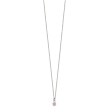 Load image into Gallery viewer, Sterling Silver Polished Pink Bezel Set CZ Children&#39;s 14&quot; Necklace and Stud Earrings Set
